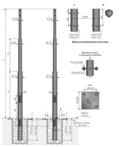 Опора освещения трубчатая несиловая тип ОТ-2 и ОТ-2ф (5-10 м)